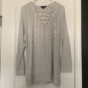 Lane Bryant Light Gray Sweater with String Detail